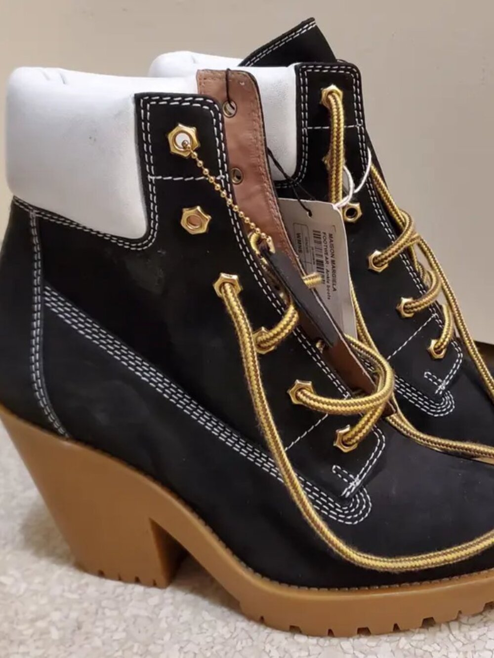 Lace Up Suede Booties Brown/Gum Rubber Lug Heel Sole